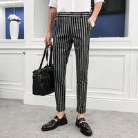 2021 brand clothing mens spring leisure stripe business suit pantsmale slim fit business suit pants casual suit trousers s 5xl