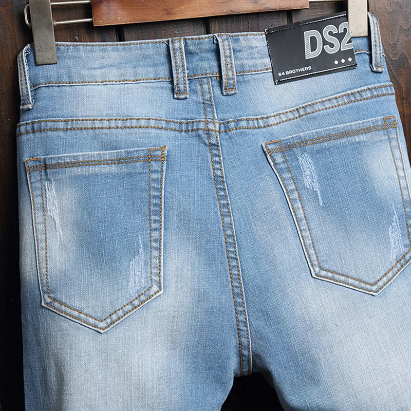 

2020 Hombre Moda Men's Embroidered Slim Straight Tube Fashion Punk Personality Long Pants Erkek Jean Pantolon Jeans Homme
