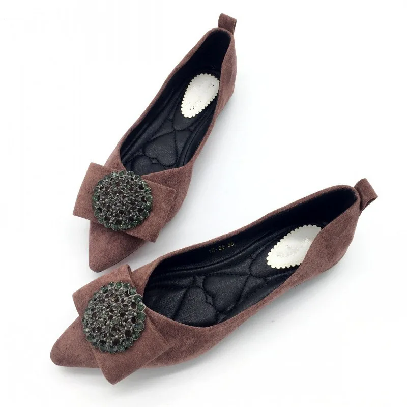 Балетки женские с заостренным носком на плоской подошве без застежки|Обувь