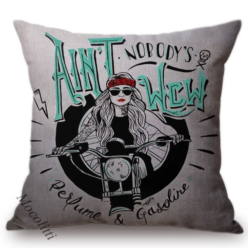 Модная женская мотоциклетная Подушка чехол с европейскими буквами мультяшный