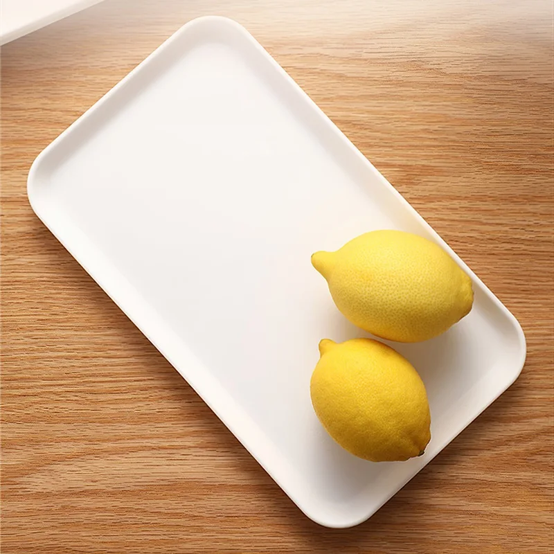 

29*17 White Plastic Tray Nordic Simple Multi-function Rectangular Storage Tray Home Kitchen Bathroom Supplies Fruit Dessert Tray