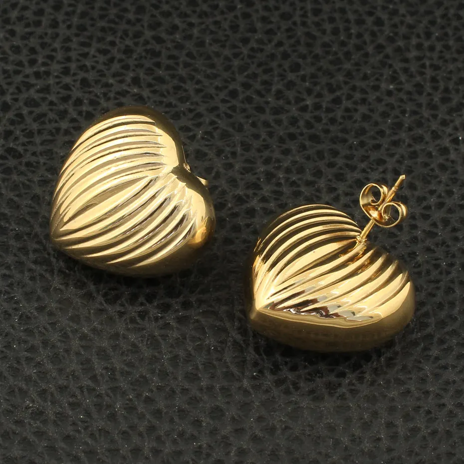 Модные золотые серьги-гвоздики в форме сердца ожерелье из нержавеющей стали