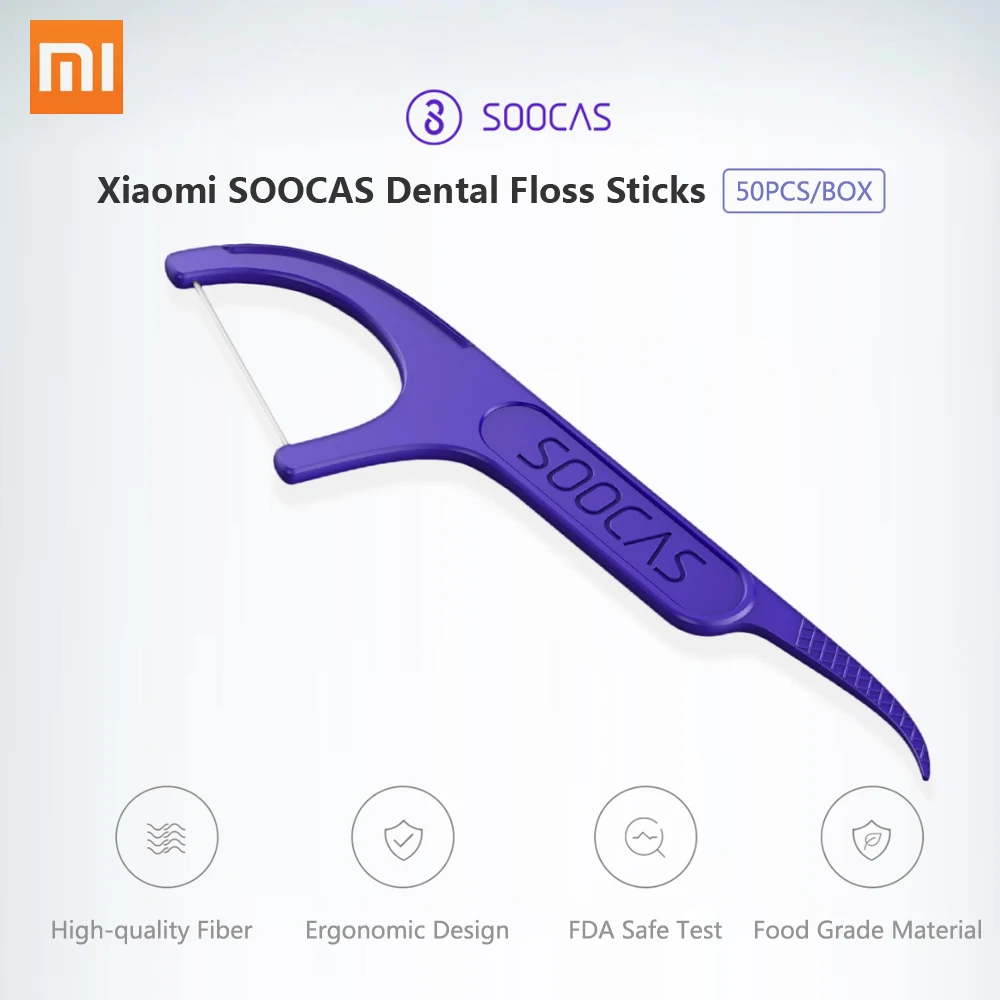 Xiaomi SOOCAS 300 шт. зубная нить для размещения между прутьями зубочистки провода гигиены полости рта для ухода за межзубным пространством 50 шт./кор. 6 коробка