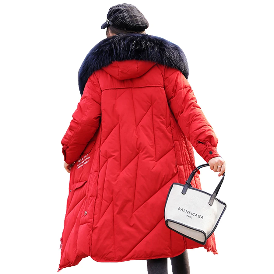 

winter coat women warm thicken cotton wadded Large Real fur collar hooded parka long jacket winter women outwear plus size