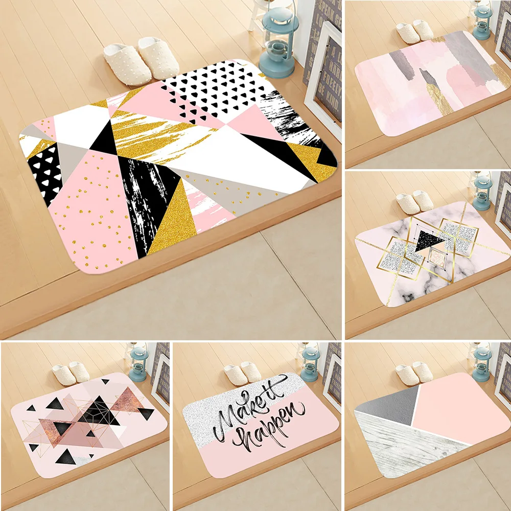 

Marble INS style printing method Llessen fabric non-slip pad bedroom foot pad bathroom floor mat home mat