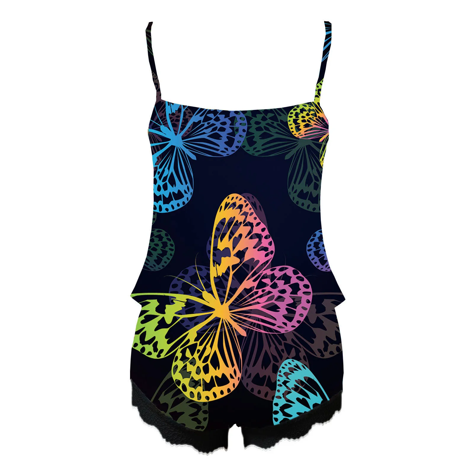 

Spaghetti Strap Lace Pajama Set Sleeveless Trim Bowknot Pyjamas Sleep Short Set Lace Pijama Suit Sleepwear Women Sexy Nighties