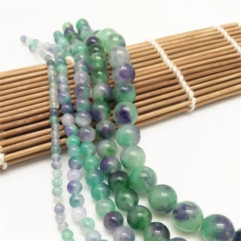 

Natural Round Light Green Purple Chalcedony Loose Bead 4/6/8/10mm for DIY Jewelry Making Bracelet Accessories
