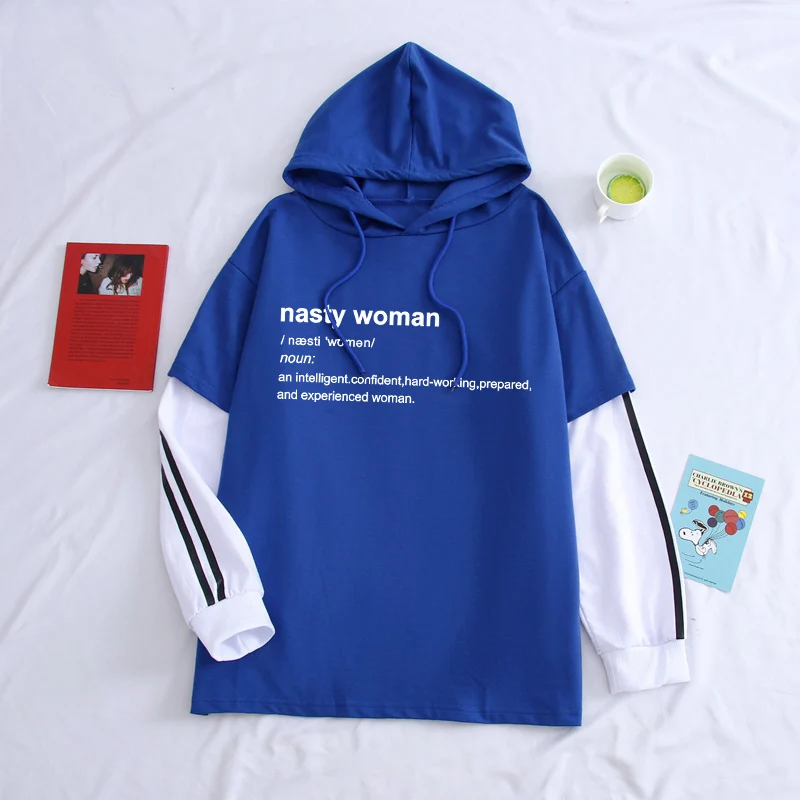 

Spring Autumn Male Casual Solid Hoodies Sweatshirts Men Fashion NASTY WOMAN Letter Printed Long Sleeve Streetwear Unisex