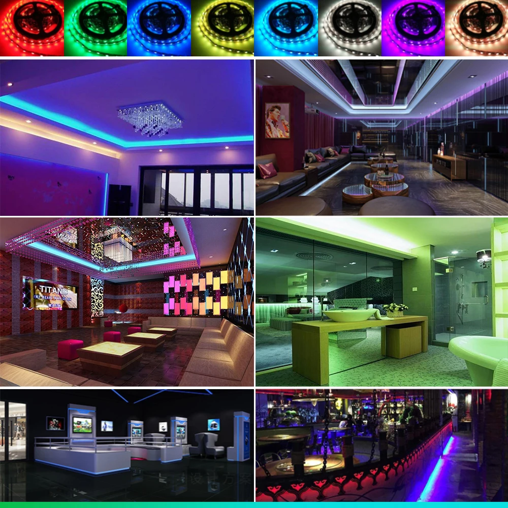 

LED Strip RGB 5050 SMD 2835 Flexible led light strip RGB 5M 10M 15M Tape Diode DC 12V+ Remote Control +Adapter Non-waterproof