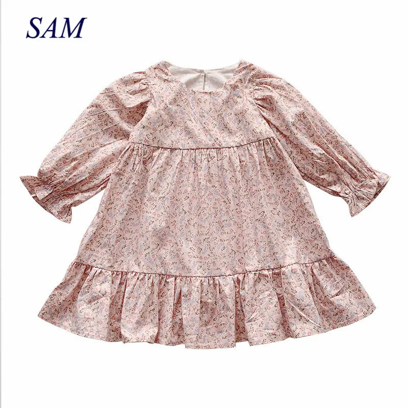 

Girls Dresses 2020 Spring and Autumn Floral Printed Loose Flared Sleeve Children's Clothing Princess Party Dress For 2-6Y