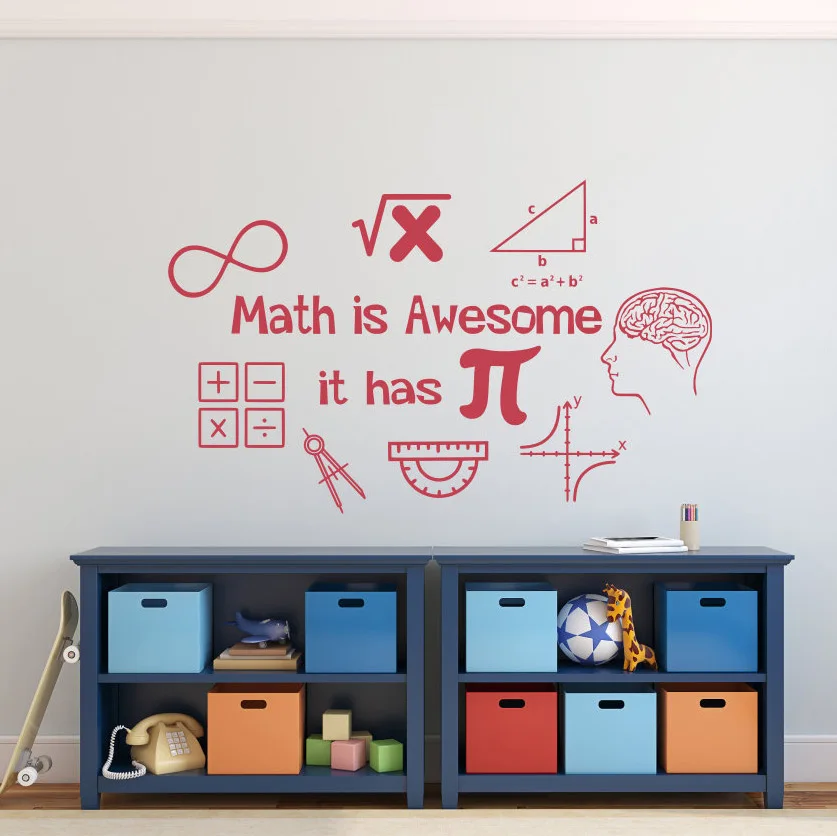 Классная комната для стен наклейки декор Математика надпись Awesome виниловые на