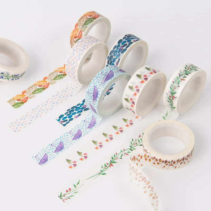 

2pcs/lot New 15mm X 7m Japanese Washi Tape DIY Umbrella Feather flowers Scrapbooking Masking Tape for kid School Office Supplies