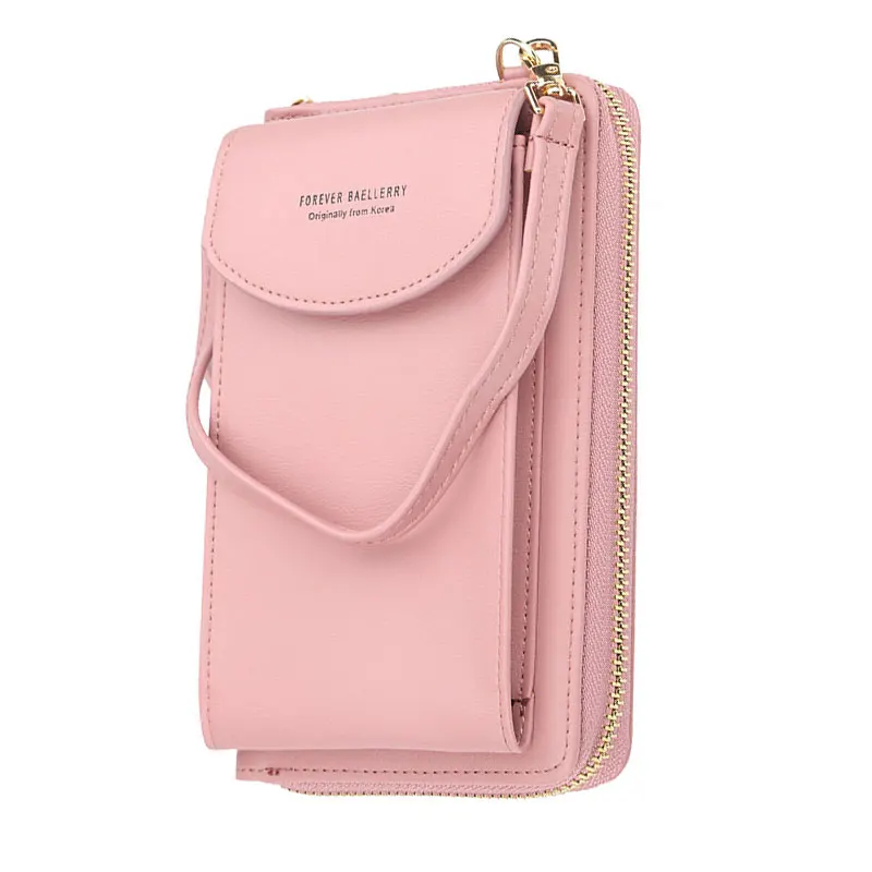

Women Phone Long Wallet Korean Fashion PU Leather Card Holder Coin Purse Ladies Mini Note Clutch Wallet Girls Crossbody Bag P004