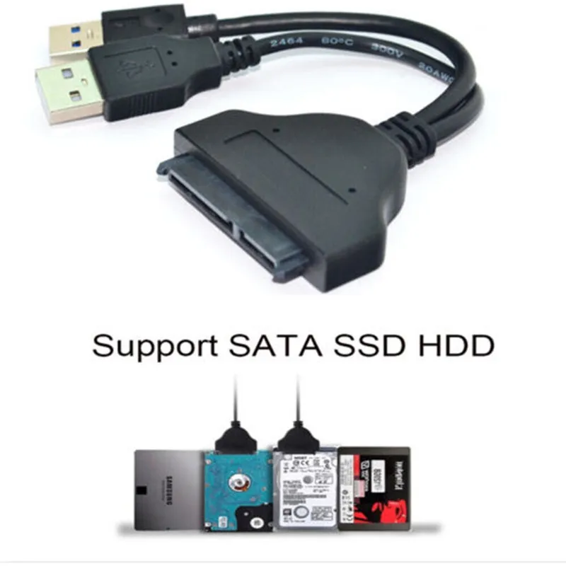 Кабель адаптер Bkscy с USB 2 0 на 7 + 15 22Pin SATA 3 конвертер для 5 дюймового жесткого диска HDD