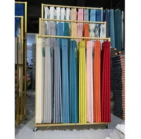 curtain elevator display rack home textile cloth art floor type display shelf movable belt wheel hanging fabric sample rack