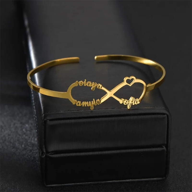 

2021 Fashion Custom Nameplate Name Bracelet Gold Stainless Steel Personalized Charm Cuff Bangles Adjustable Bracelet Jewelry