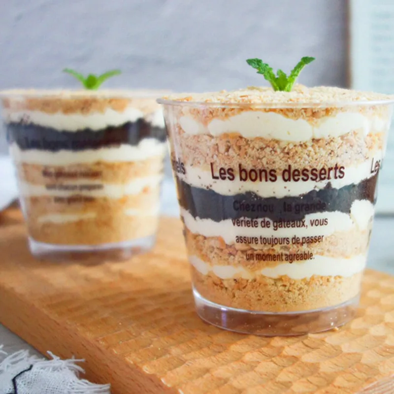 

25Pcs Empty Dessert Box Clear Plastic Pudding Snack Bowl with Lid Ice Cream Cupcake Cups for Kitchen Party Baking Tool Wholesale