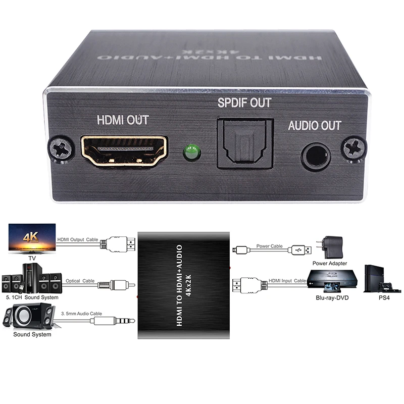 

Аудиоэкстрактор HDMI TOSLINK SPDIF + 2020 мм, адаптер-разветвитель, 3,5