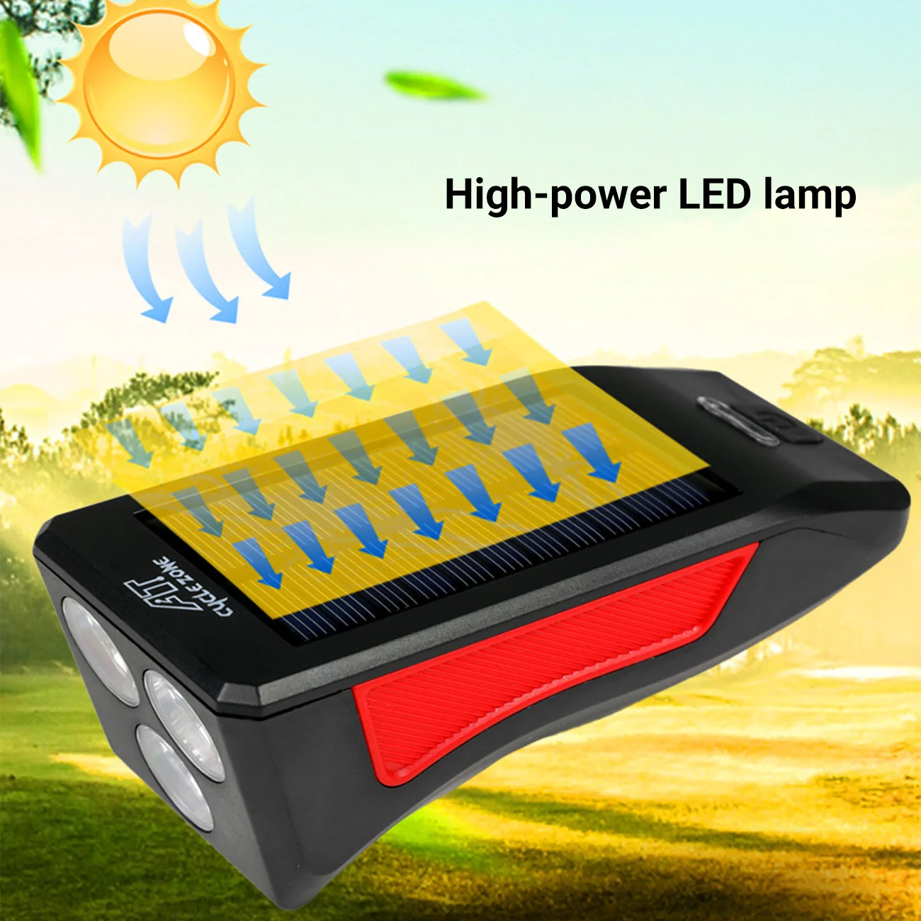 

3 in 1 Solar Power Bike Light 2200mAh Power Bank USB Rechargeable Bicycel Front Light 120dB Speaker Horn Cycling MTB Headlight