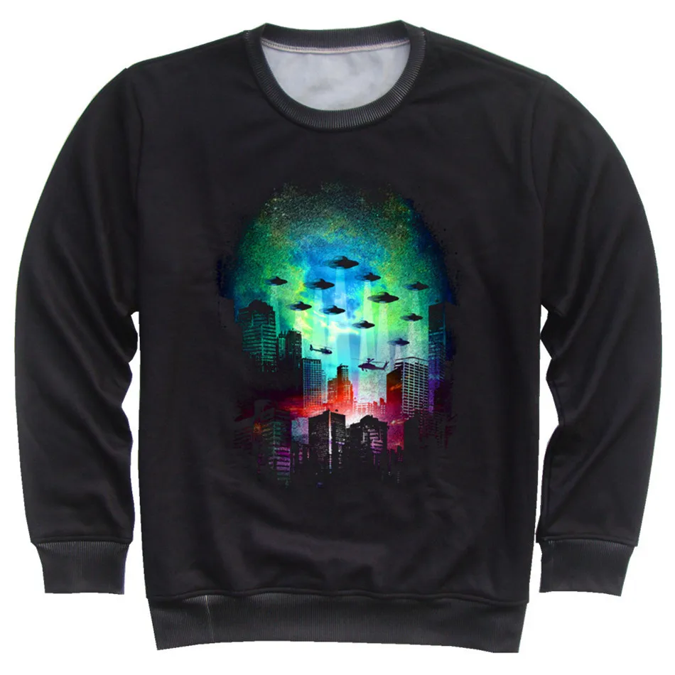 Детские черные 3D толстовки свитшоты с рисунком Галактики НЛО кошки тигра медведя