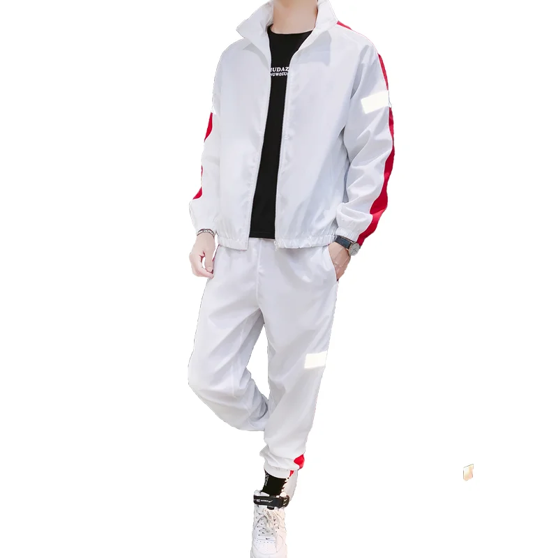 

2021 new men's running wear autumn basketball sports zipper jacket trousers two-piece fashion bomber casual wear