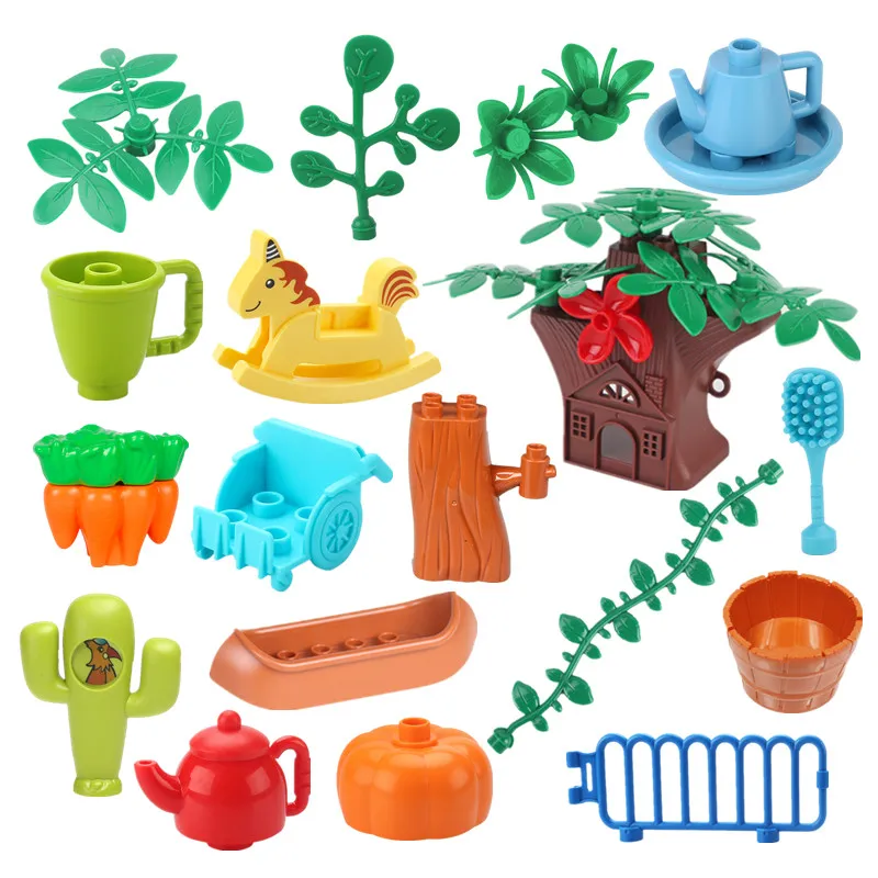 Детали для сборки больших строительных блоков домик на дереве коляска чайный