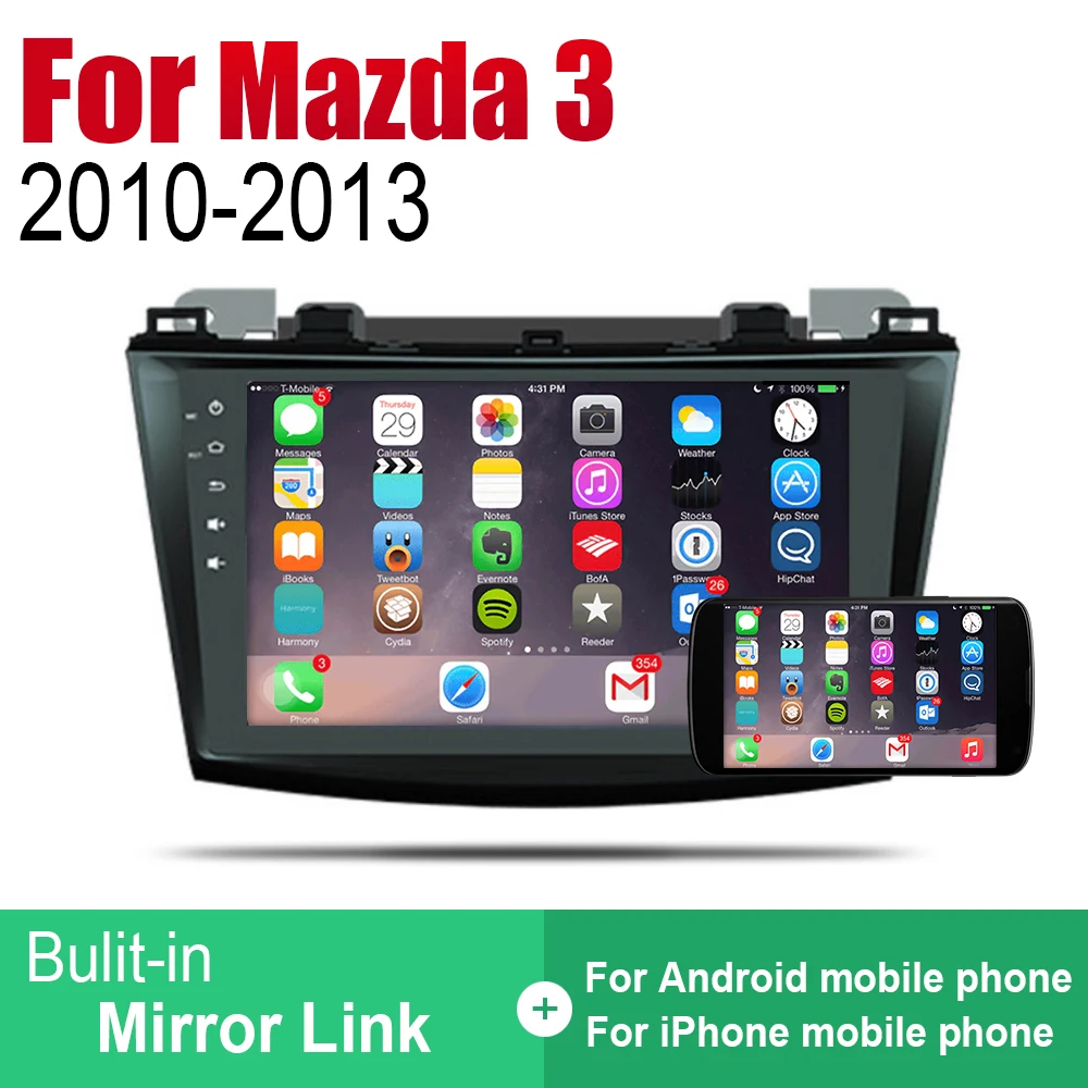 Для Mazda 3 2010 ~ 2013 автомобильные аксессуары Android мультимедийный плеер GPS