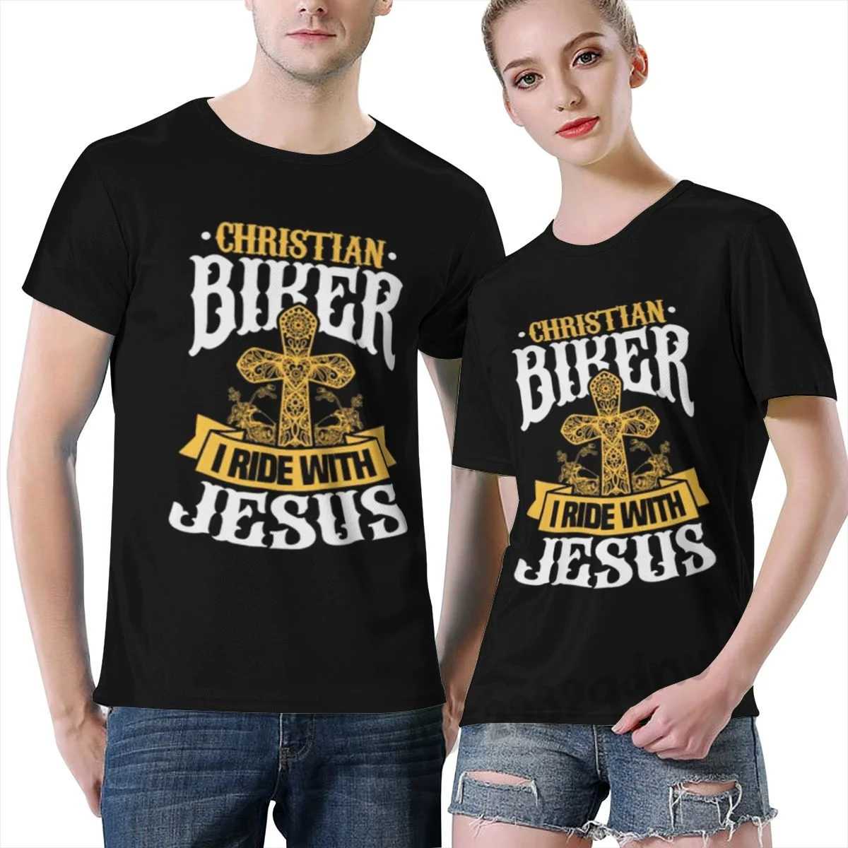 

Повседневная мужская футболка Christian Biker I Ride с Иисусом, мужские футболки из 100% хлопка, базовая Однотонная футболка