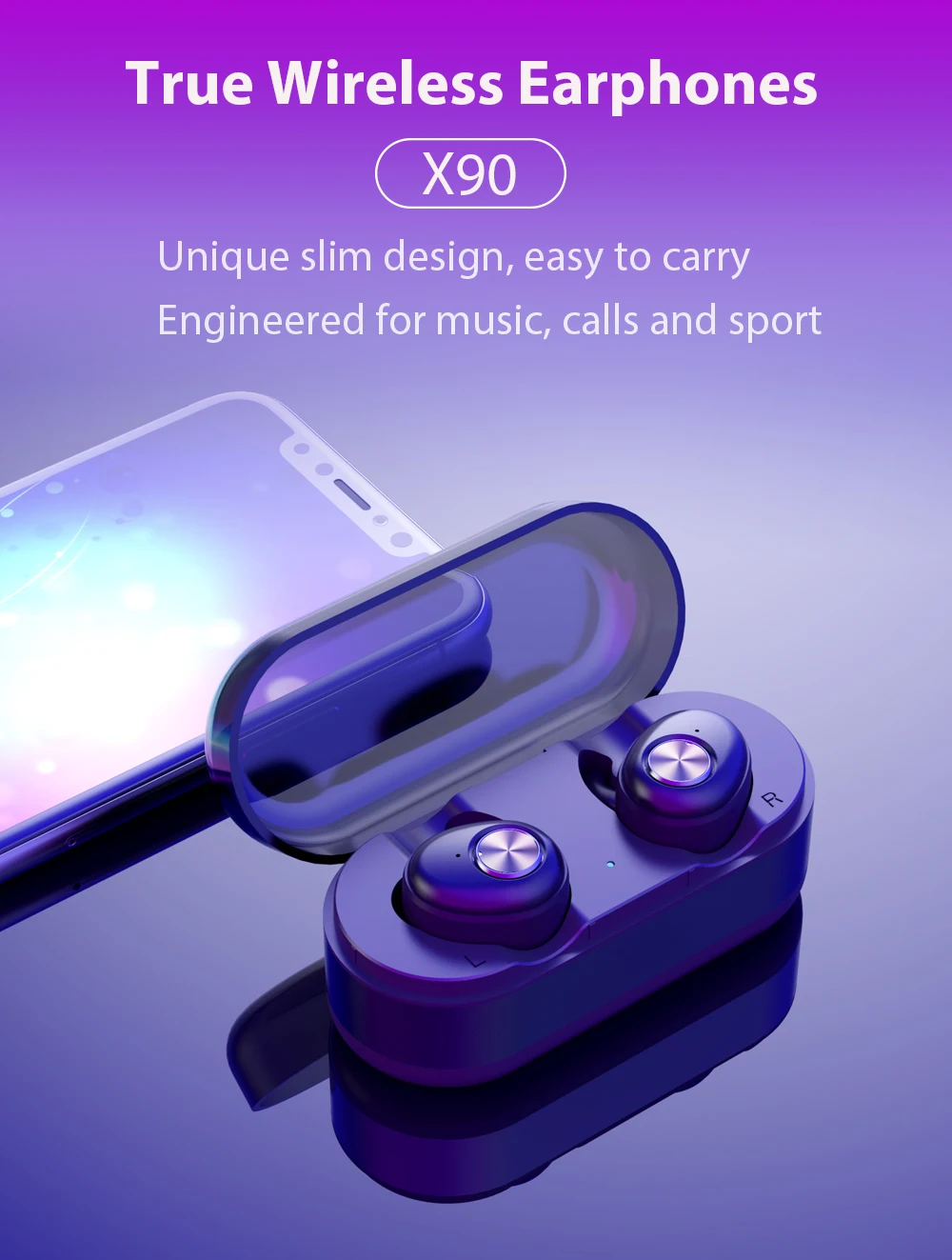 Беспроводные стерео наушники Riilm X90, bluetooth наушники IPX4, гарнитура с защитой от пота, спортивные наушники с микрофоном для громкой связи