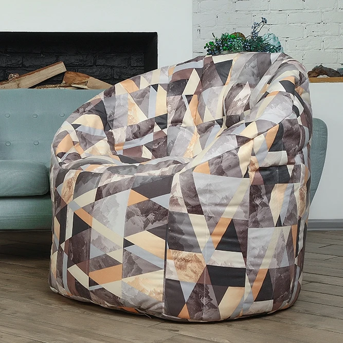 Кресло бескаркасное Порту для гостинной дачи дома Delicatex цвет серо бежевый