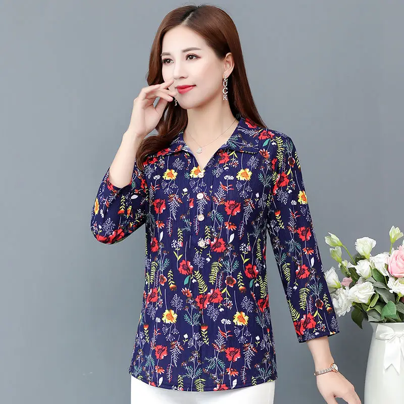 Женская офисная блузка с отложным воротником на весну и осень модные облегающие