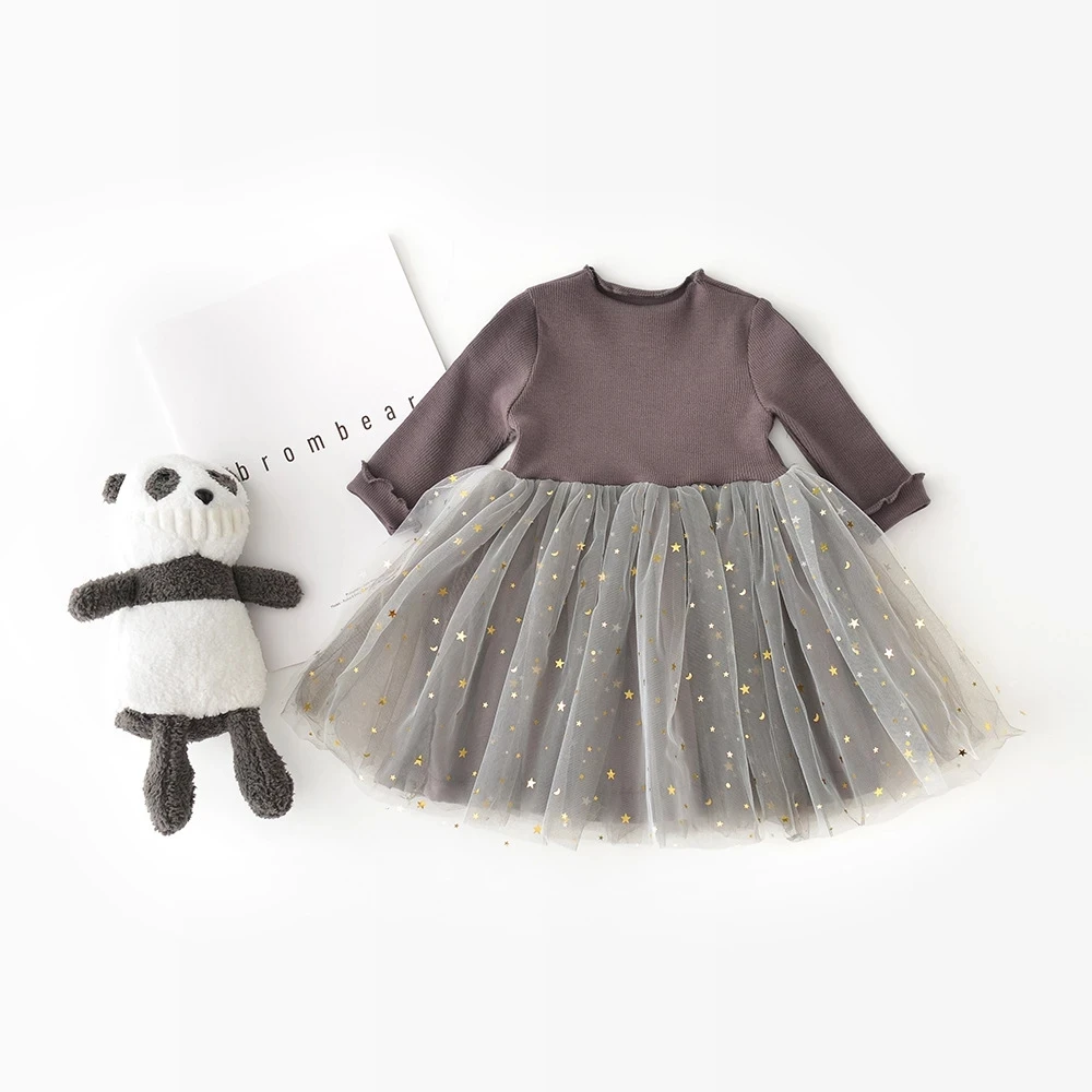 

Girls' New Children's Princess Dress Korean Version Pentagram Long Sleeved Dress Baby Girl Clothes Kids Dresses For Girls