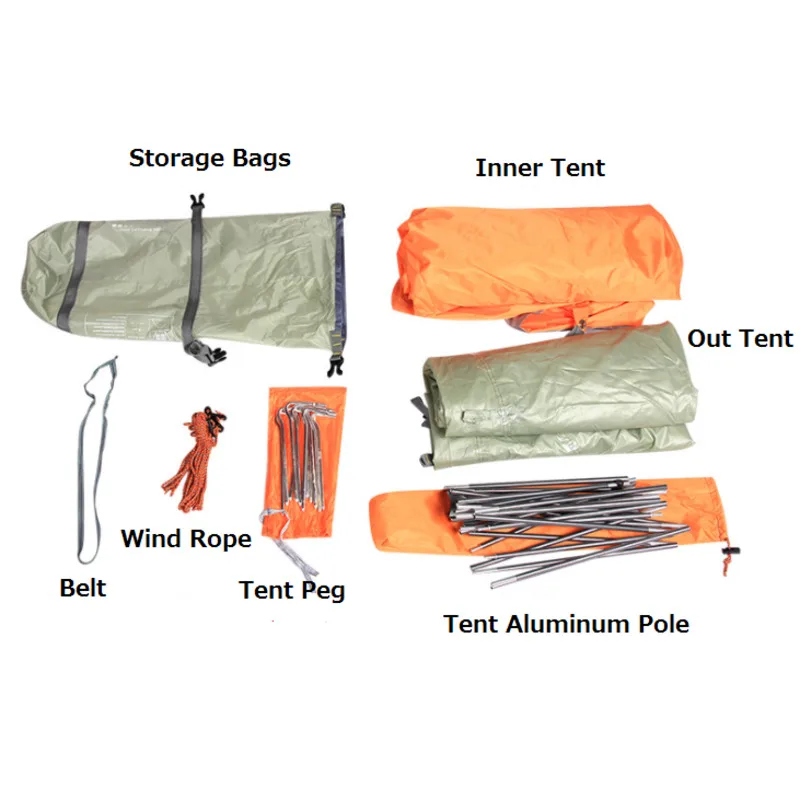 2 человек Сверхлегкий Алюминий полюс палатка для кемпинга на открытом воздухе