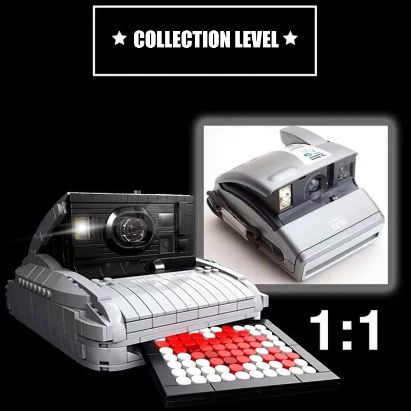 

Moc Camera Classic Retro Instant Printable Building Blocks Photo Simulation 1:1 Bricks Diy Toys Creativity Kid Toy for Gril Gift