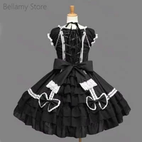 made for you womens black retro gothic victorian bow decorated lace lolita dress