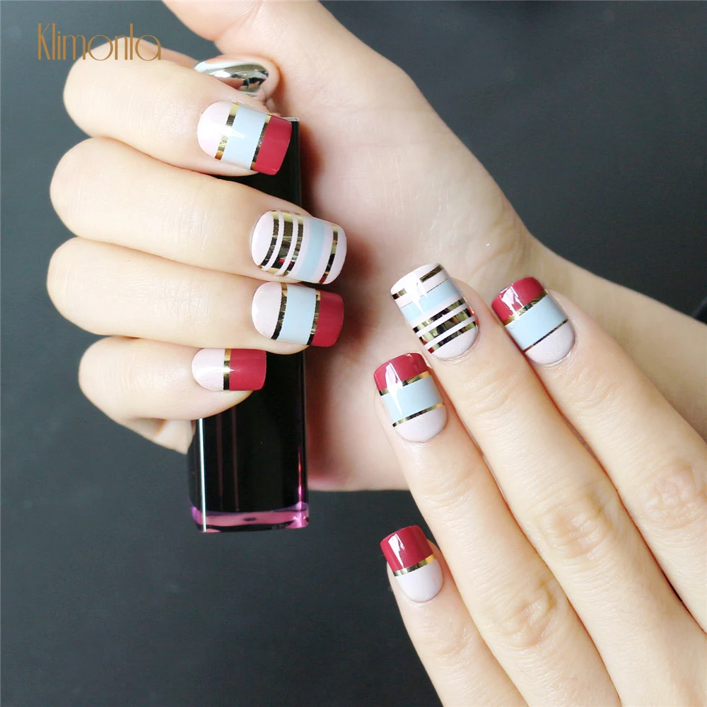 

24Pcs/Box Squre False Nail Press On Gradient Clear Color Design Full Cover Fake Nails Nail Art Tips Beauty Decoration With Glue