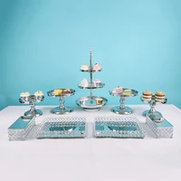 1 12pcs silver cupcake wedding cake stand mirror barware decorating cooking cake tools bakeware set party dinnerware