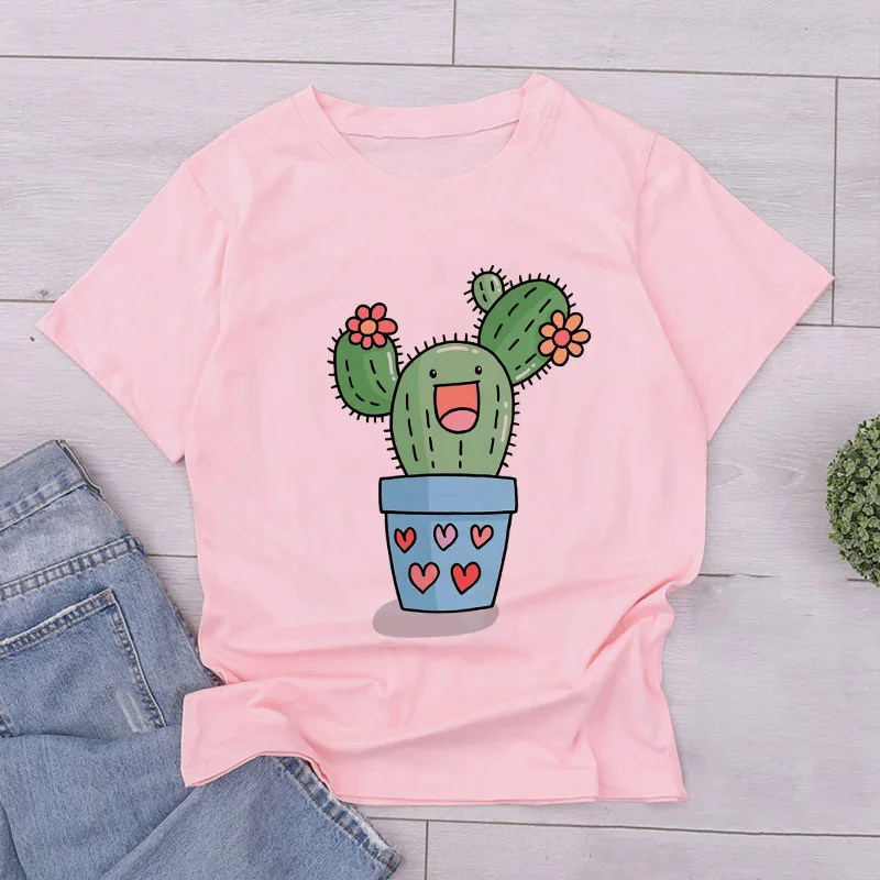 

New Cactus Summer Women T Shirt O-neck Short Sleeve Funny Kawaii Casual Women's T Shirt Ladies Female Tops Tee Clothes Tumblr