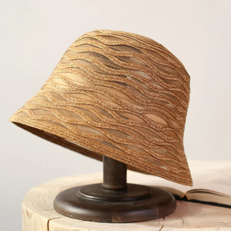 

MAXSITI U Summer Breathable Cap Mesh Papyrus Splicing Patchwork Bucket Hat Women Fashion Leisure fisherman's basin hats