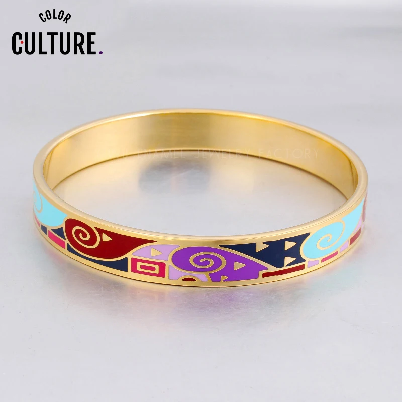 Женские браслеты из нержавеющей стали эмалированный браслет с цветным дизайном