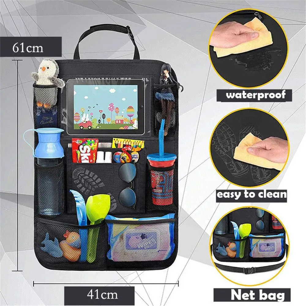 

Baby Child Car Seat Back Organizer Multi-Pocket Storage Bag Storage Kick-proof Cushion Tablet Holder Interior Accessory Stowing