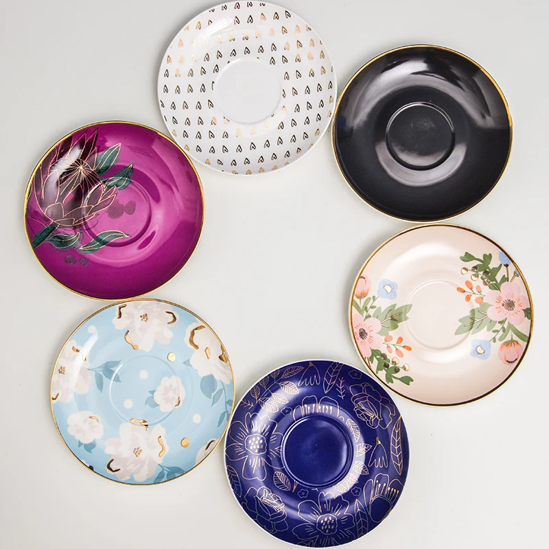 6 colors design royal style fine bone china coffee cup and saucer &amp party use ceramic sets with gift box | Дом и сад