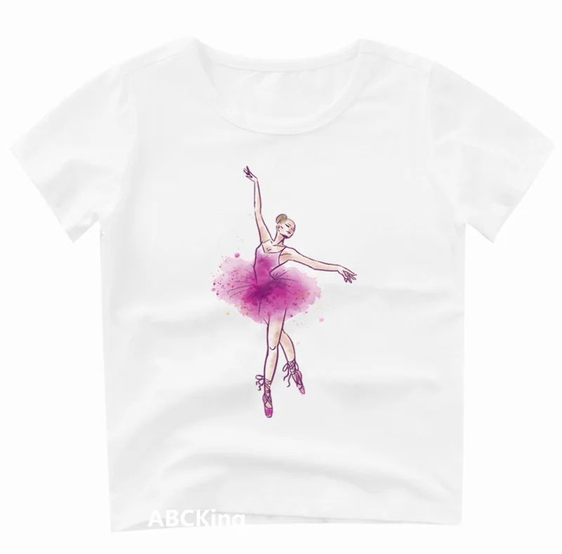 

Girls Elegant Ballet Dance Posture Children T Shirt Harajuku Aqua Ballerina T-shirt Dancing Ballet Kids Tshirts Tops ,HKP3086