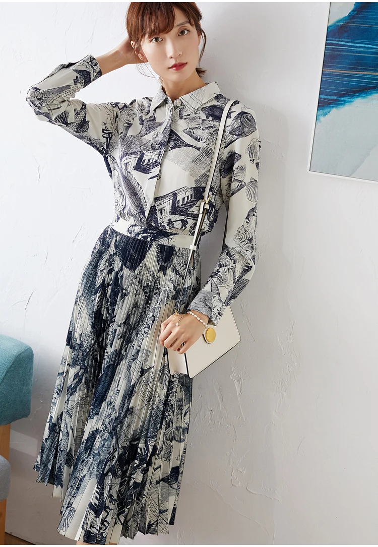 

silk shirt Art New printing series of heavy silk blouse printed fashion mulberry silk shirt with long sleeves fund