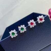 brand womens brand 925 advanced seiko version full body sterling silver earrings ruby and greendiamond studded earrings