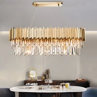 l150cm luxury plated gold metal led pendant lights e14 lustre k9 crystal luminarias dining room pendant lamp lighting fixtures
