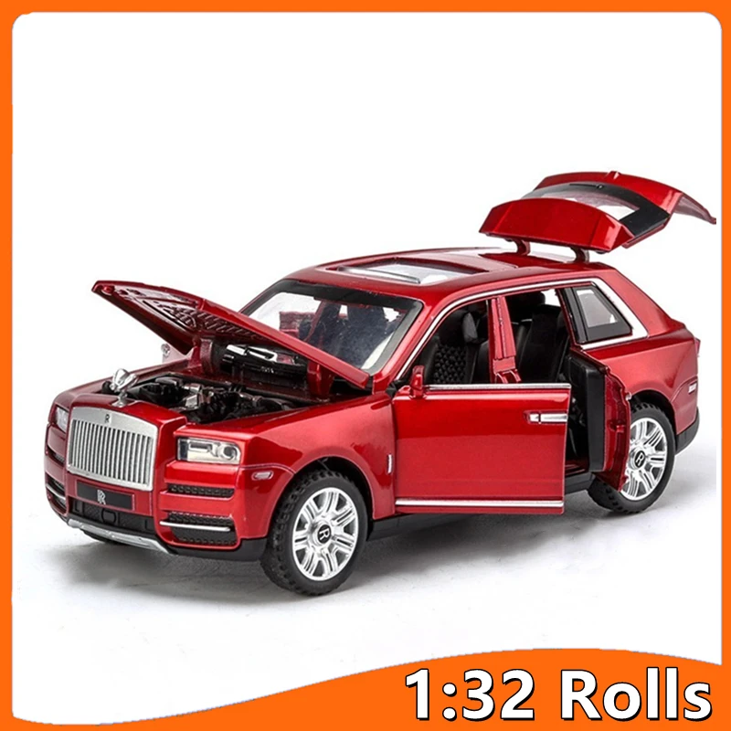 

1:32 Diecast Alloy Cars Models Rolls Royce Cullinan Metal Model Sound Light Pull Back SUV For Kids 7 Doors Opened Toys For Boys