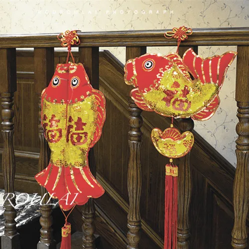 Искусственная благоприятная рыба орнаменты вышитая ткань кебаб юбилейное