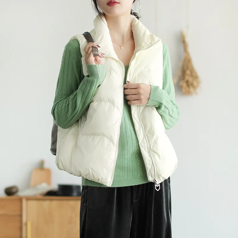 Новинка 2019 зимний Корейский однотонный пуховик жилет модный подходит ко всему