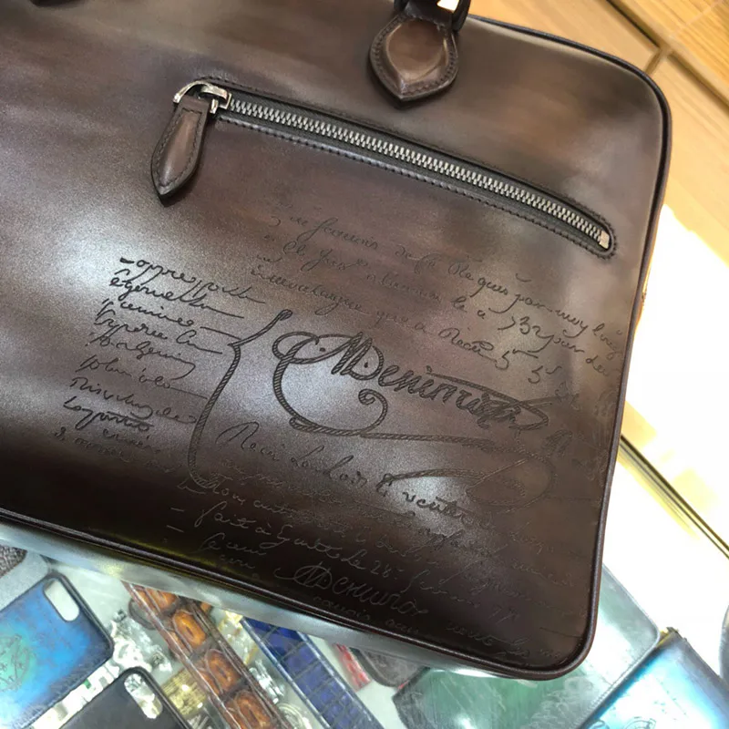 Andonaimi двухэтажные кожаный портфель офисная Сумка Деловые сумки Портфели для